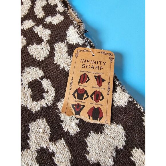 Infinity scarf in brown and tan animal print pattern - Picture 2 of 4
